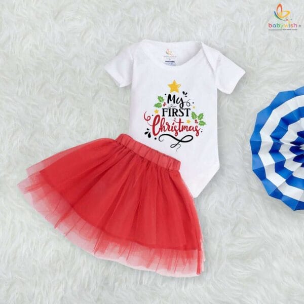 Newborn girls tutu skirt romper Christmas print onesies bodysuits for baby 0 to 12 months - Image 3