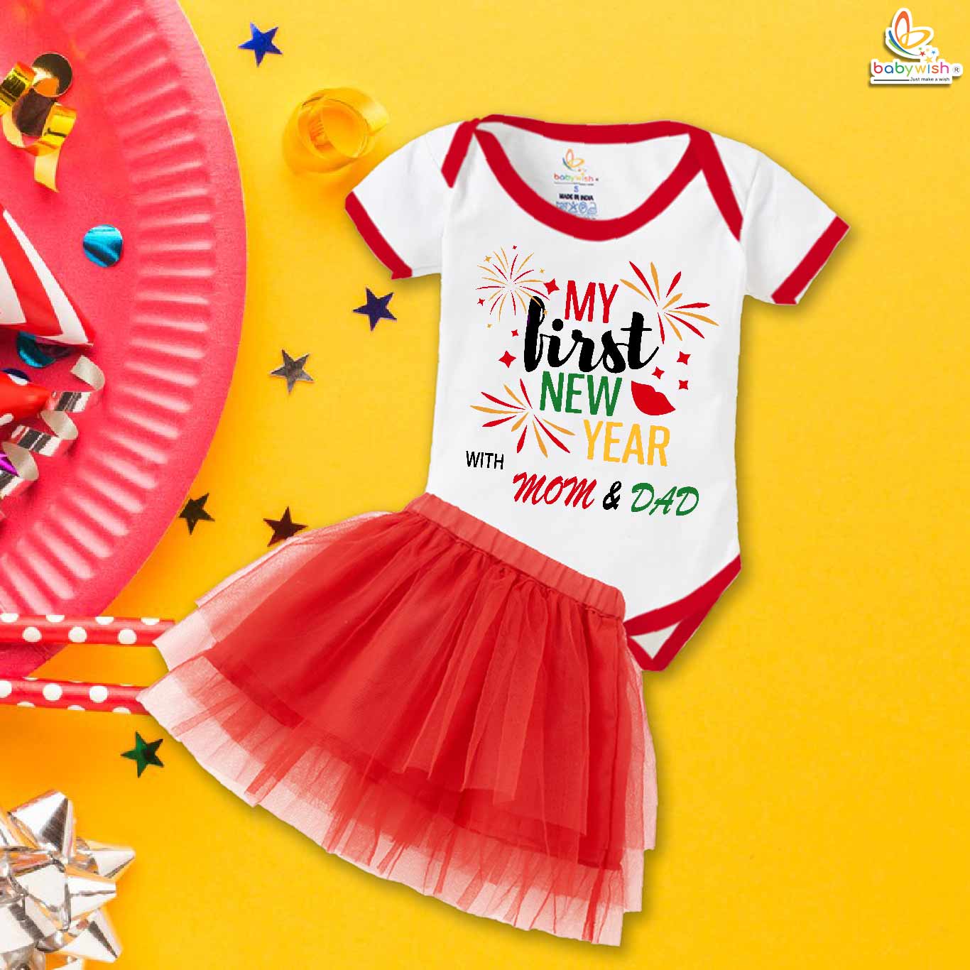 Newborn girls tutu skirt romper New Year print onesies bodysuits for baby 0 to 12 months