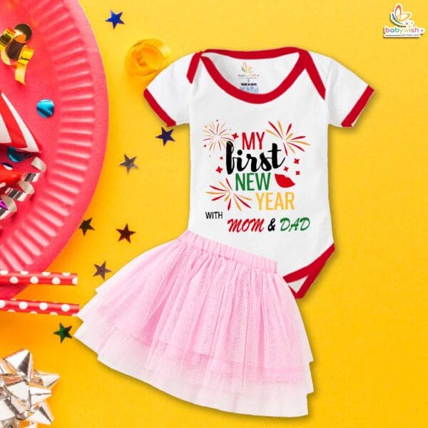 Newborn girls tutu skirt romper New Year print onesies bodysuits for baby 0 to 12 months - Image 2