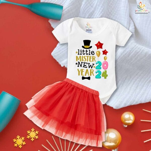 Newborn girls tutu skirt romper New Year print onesies bodysuits for baby 0 to 12 months - Image 3
