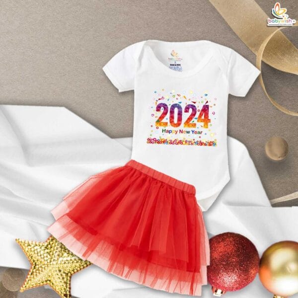 Newborn girls tutu skirt romper New Year print onesies bodysuits for baby 0 to 12 months - Image 3