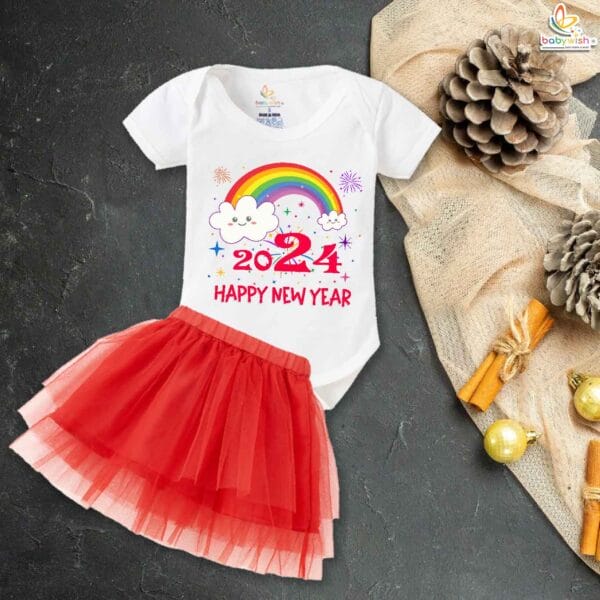 Newborn girls tutu skirt romper New Year print onesies bodysuits for baby 0 to 12 months - Image 3