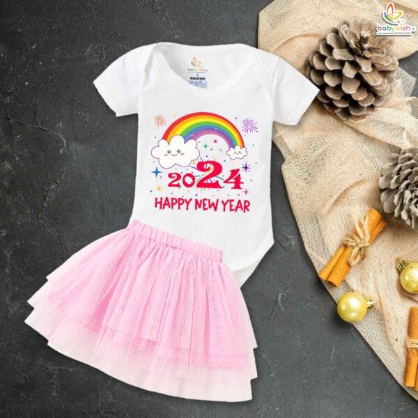 Newborn girls tutu skirt romper New Year print onesies bodysuits for baby 0 to 12 months - Image 4