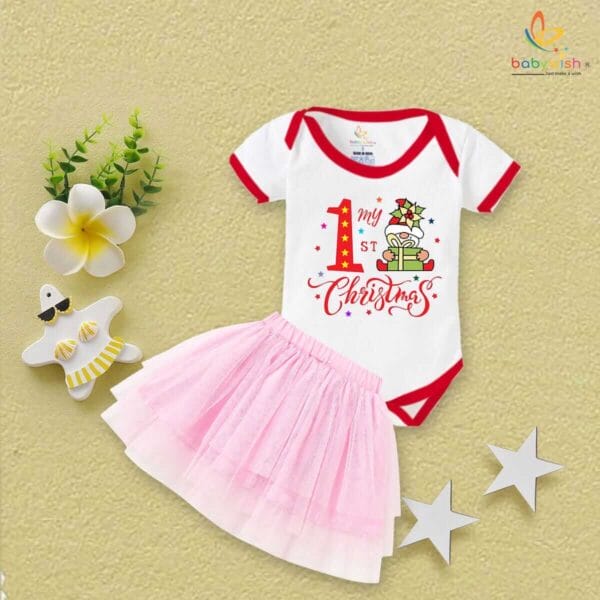Newborn girls tutu skirt romper Christmas print onesies bodysuits for baby 0 to 12 months - Image 2