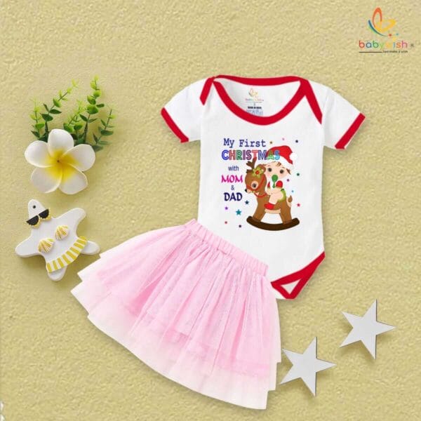 Newborn girls tutu skirt romper Christmas print onesies bodysuits for baby 0 to 12 months - Image 2