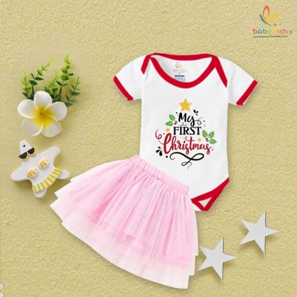 Newborn girls tutu skirt romper Christmas print onesies bodysuits for baby 0 to 12 months - Image 2