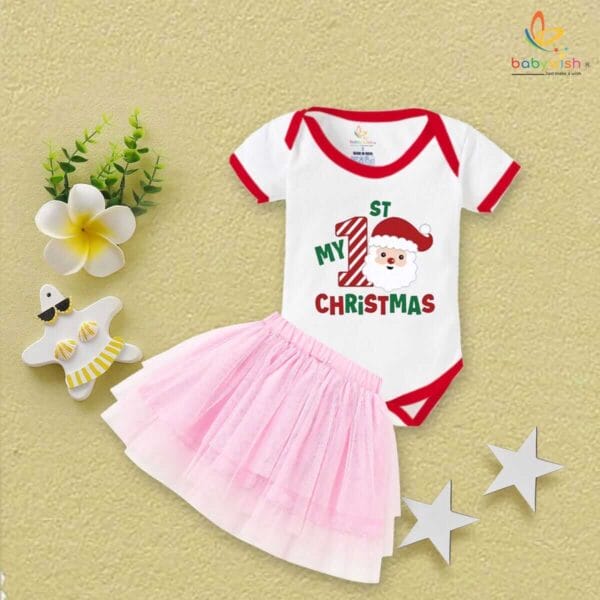 Newborn girls tutu skirt romper Christmas print onesies bodysuits for baby 0 to 12 months - Image 2