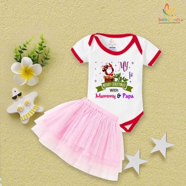Newborn girls tutu skirt romper Christmas print onesies bodysuits for baby 0 to 12 months - Image 2