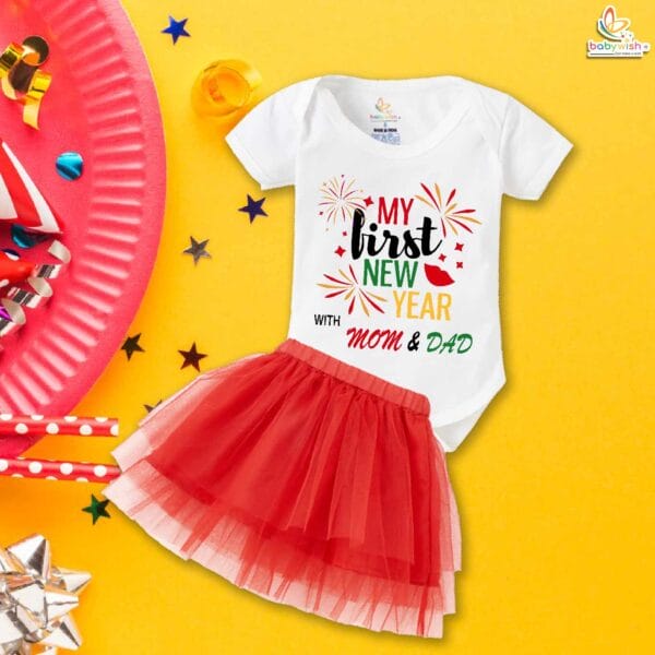 Newborn girls tutu skirt romper New Year print onesies bodysuits for baby 0 to 12 months - Image 3