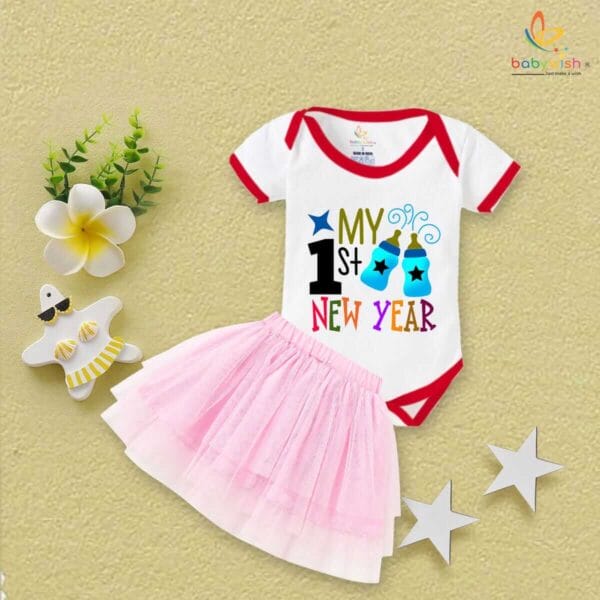 Newborn girls tutu skirt romper New Year print onesies bodysuits for baby 0 to 12 months - Image 2