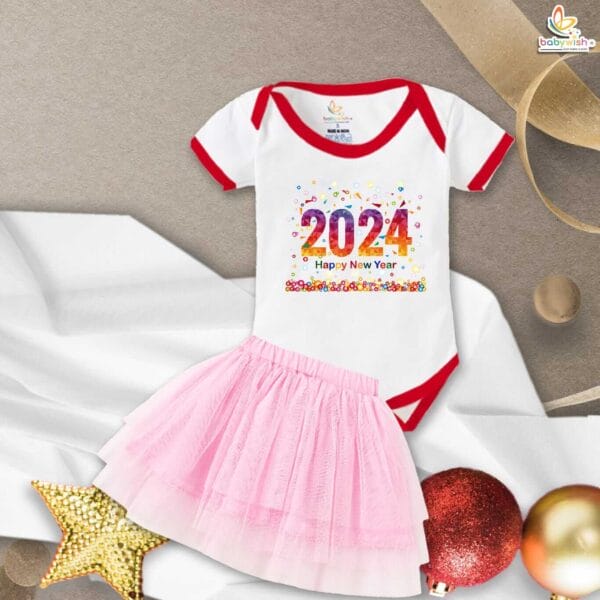 Newborn girls tutu skirt romper New Year print onesies bodysuits for baby 0 to 12 months - Image 2