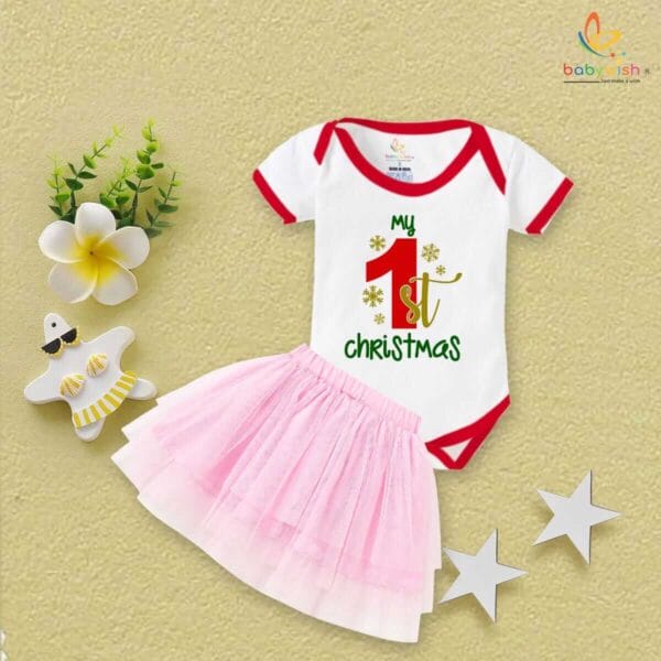 Newborn girls tutu skirt romper Christmas print onesies bodysuits for baby 0 to 12 months - Image 2