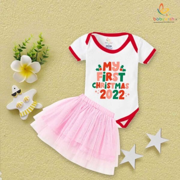 Newborn girls tutu skirt romper Christmas print onesies bodysuits for baby 0 to 12 months - Image 2