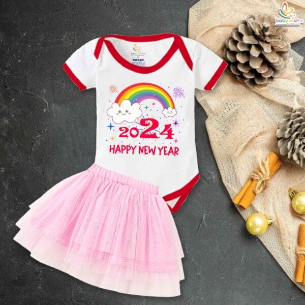 Newborn girls tutu skirt romper New Year print onesies bodysuits for baby 0 to 12 months - Image 2