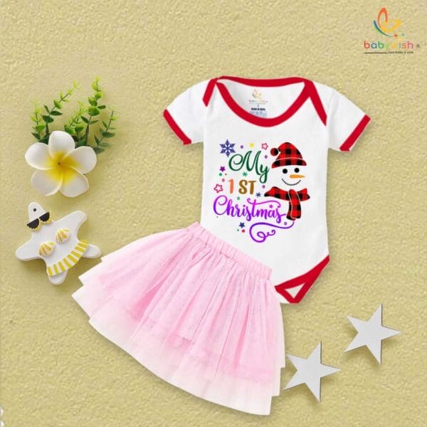 Newborn girls tutu skirt romper Christmas print onesies bodysuits for baby 0 to 12 months - Image 2