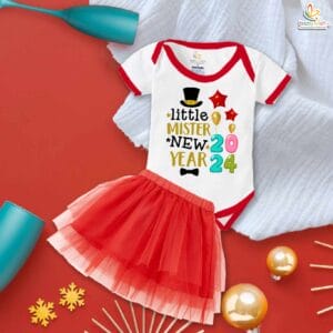 Newborn girls tutu skirt romper New Year print onesies bodysuits for baby 0 to 12 months