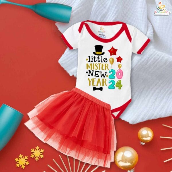 Newborn girls tutu skirt romper New Year print onesies bodysuits for baby 0 to 12 months