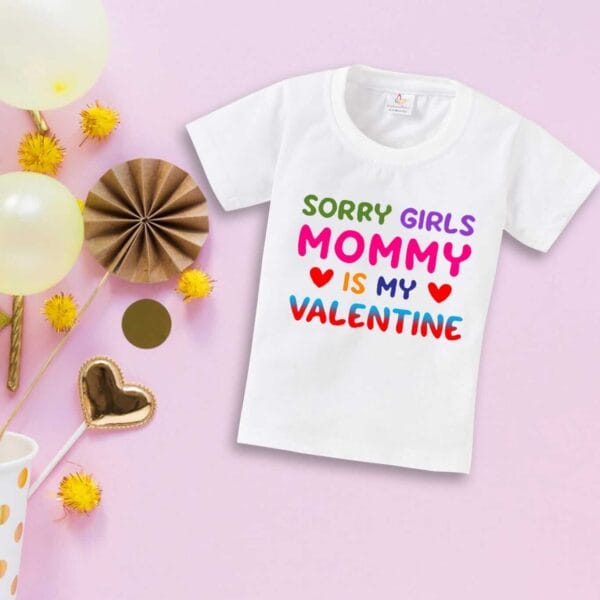 Valentine Day T-shirt for Kids Unisex Valentine Topwear Outfit Printed Half Sleeve Tshirt Dress for Boy n Girl "Mom is best valentine"
