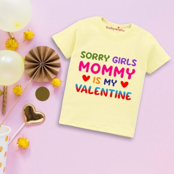 Valentine Day T-shirt for Kids Unisex Valentine Topwear Outfit Printed Half Sleeve Tshirt Dress for Boy n Girl "Mom is best valentine" - Image 3