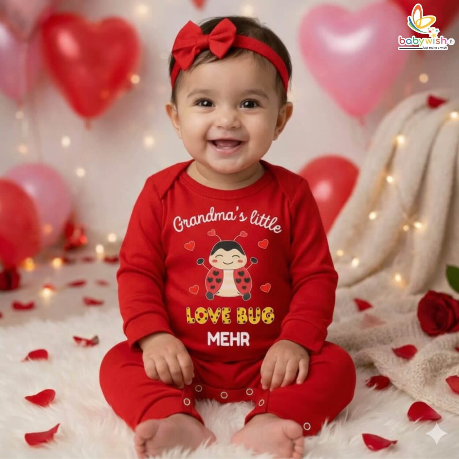 Adorable Celebrate Valentine Full Romper for Babies – Soft Cotton Love Theme Outfit with Easy Snap Buttons & Cozy Comfort | Babywish Red White