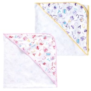 Baby Flannel hooded towels for new born Alphabets Printed Bath Towel for Boys and Girls Infants kids towel