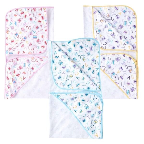 Baby Flannel hooded towels for new born Alphabets Printed Bath Towel for Boys and Girls Infants kids towel