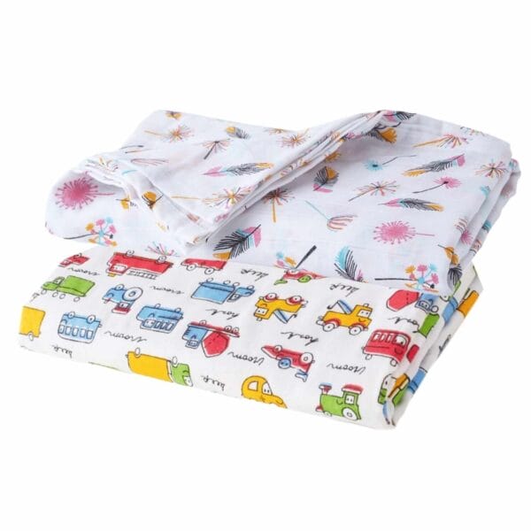 Muslin Swaddle Blankets 100% Organic for newborn Baby Multipurpose Infant Swaddle 112x112cm - Combo Pack of 2