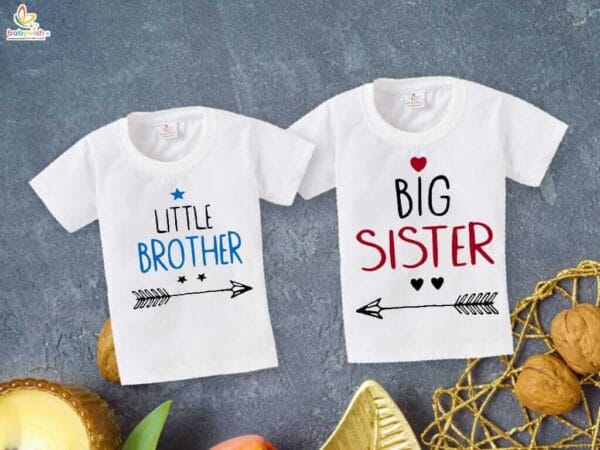 Rakshabandhan Special Combo White T-Shirts Sets for Brother and Sister Combo Pack of 2