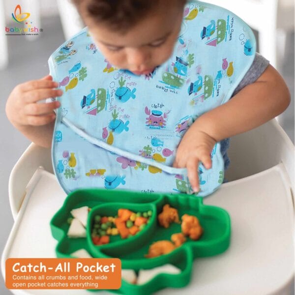Bibs for Baby, 3-Layers Waterproof Baby Bib Food Catcher with Pocket Bibs - Image 2