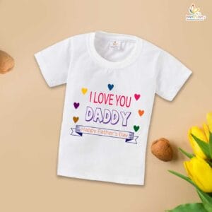 Father's Day Special T-Shirt for Boy’s and Girl’s Half Sleeve Topwear for Unisex Kids | Love You daddy |