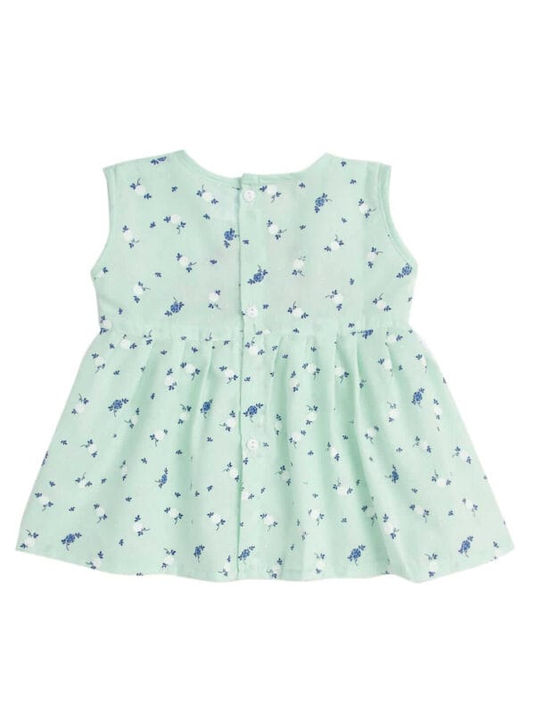 Baby Girl Cotton Frock Newborn Girl Knee Length Sleeveless Dress White Lotus Theme Printed - Image 9