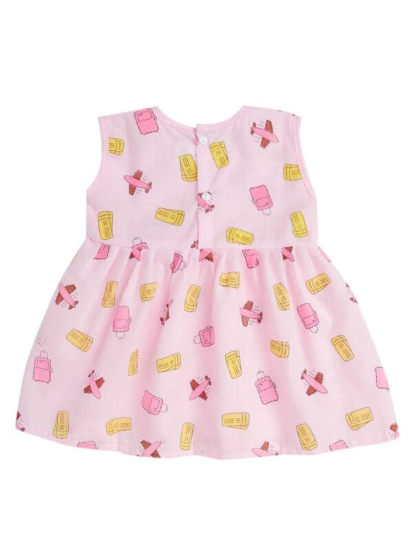Babywish Baby Girl Cotton Frock Newborn Girl Knee Length Sleeveless Dress Plane Theme Printed - Image 2