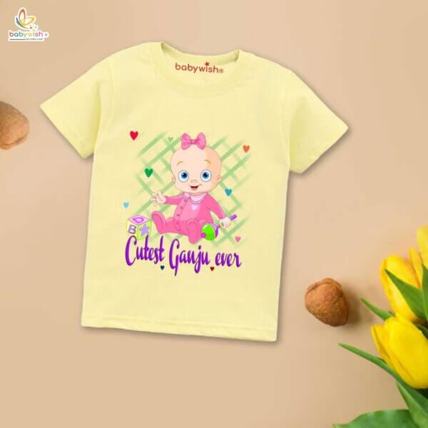 First Mundan ceremony T-shirt for Kids Clothes Unisex occasion mundan Topwear Outfit Half Sleeve for Boy n Girl | Cutest Ganju Ever | - Image 4