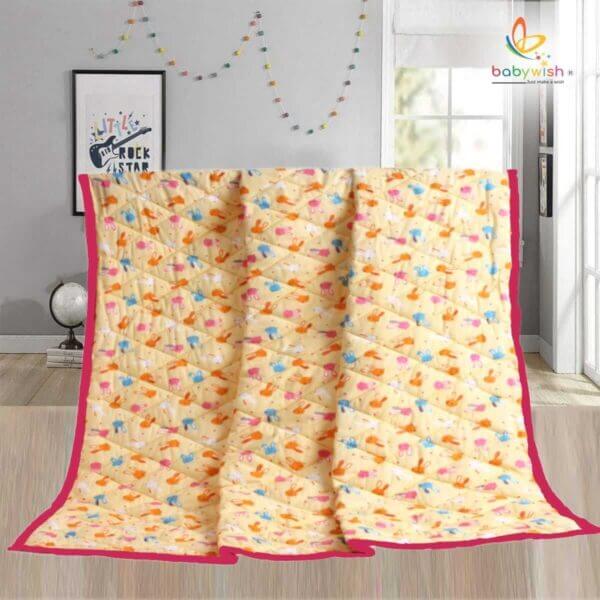 GOTS Certified Organic Cotton Baby Dohar Blanket for Newborn Soft Crib All Seasons Quilt for Microfiber Giftset - Orange Bunny Print - Image 3
