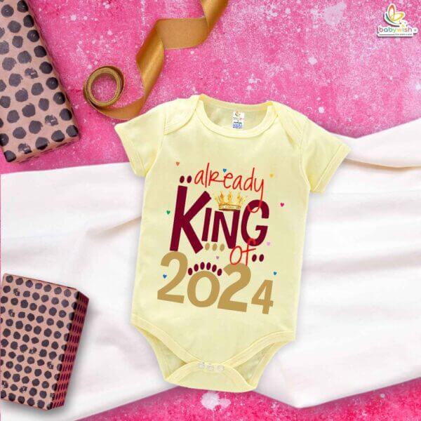 Babywish New Year Romper Clothes My First New Year Bodysuits Already King of 2024 - Image 3