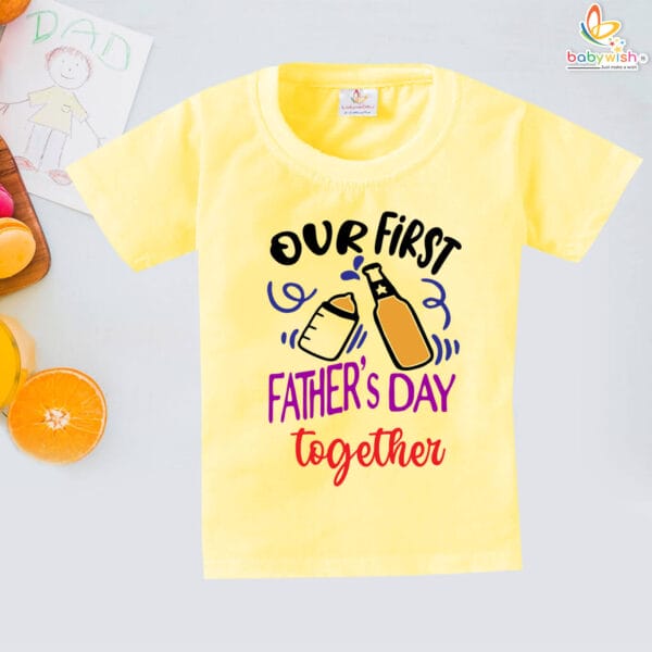 Babywish Our First Fathers Day Tshirt for Newborn baby - Image 4