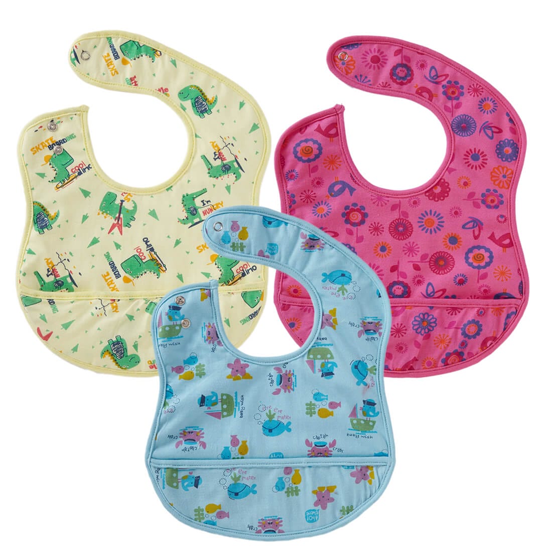 Bibs for Baby – 3-Layer Waterproof Baby Bib with Food Catcher Pocket, Soft and Durable Infant and Toddler Bibs, Unisex Mealtime Accessory, Easy-to-Clean and Wash