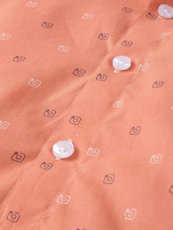 Toddler Boys Full Sleeve Shirt – Peach Camera Print Casual Shirt for Kids and Baby Boys – Stylish and Comfortable Outfit for Everyday Wear – Babywish - Image 3