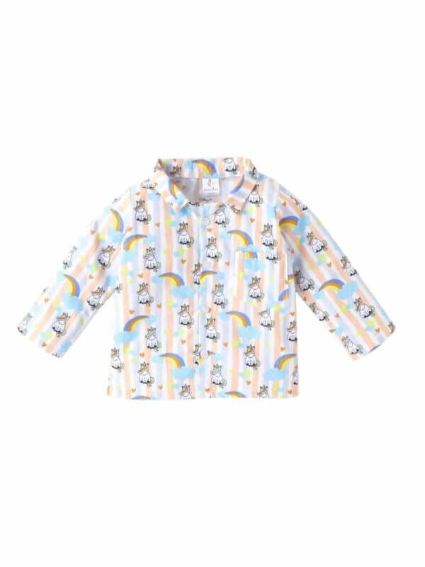 Kids Sleepsuit for Baby Boy’s and Girl’s Topwear and Pajamas Set Long Sleeve Sleepwear Baby Clothing Sets - Cloud Rainbow - Image 2