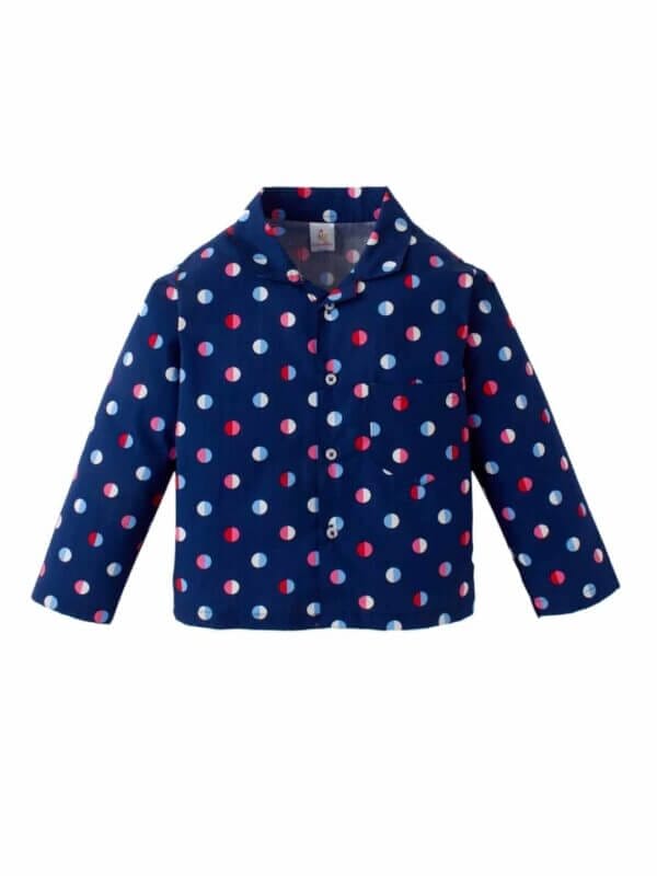 Kids Sleepsuit for Baby Boy’s and Girl’s Topwear and Pajamas Set Long Sleeve Sleepwear Baby Clothing Sets - Blue Polka Dot Print - Image 2