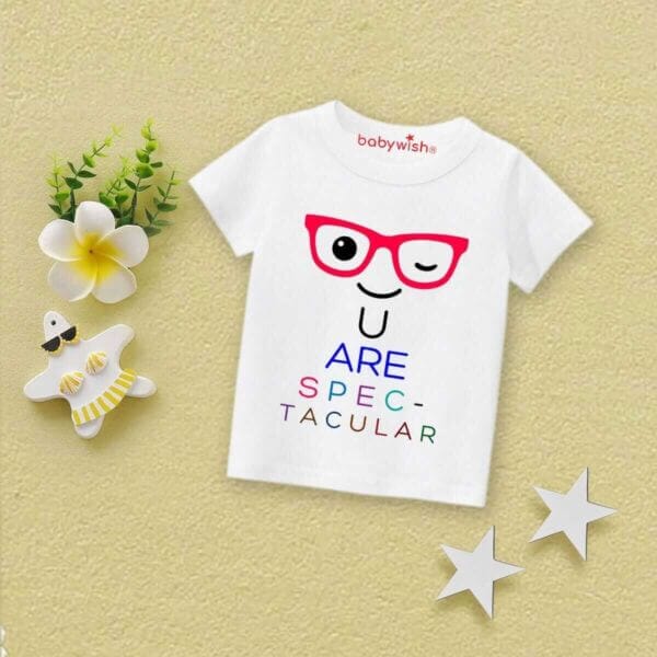 Printable Family T-shirt for Kids Clothes Unisex Newborn Topwear Outfit Cotton Tshirt Half Sleeve Round Neck Dress for Boy n Girl "You are Spectacular" - Image 3