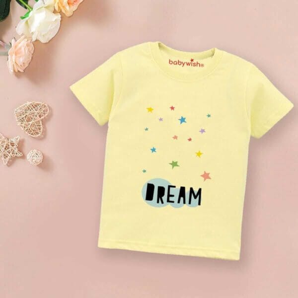 Printable Family T-shirt for Kids Clothes Unisex Newborn Topwear Outfit Cotton Tshirt Half Sleeve Round Neck Dress for Boy n Girl "Dream Star Print" - Image 3
