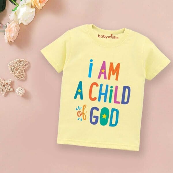 Printable Family T-shirt for Kids Clothes Unisex Newborn Topwear Outfit Cotton Tshirt Half Sleeve Round Neck Dress for Boy n Girl "I am Child of God" - Image 3