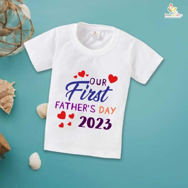 Father's Day Special T-Shirt for Boy’s and Girl’s Half Sleeve Topwear for Unisex Kids | Our First Father's Day 2023 | | Our First Father's Day 2023 | - Image 3