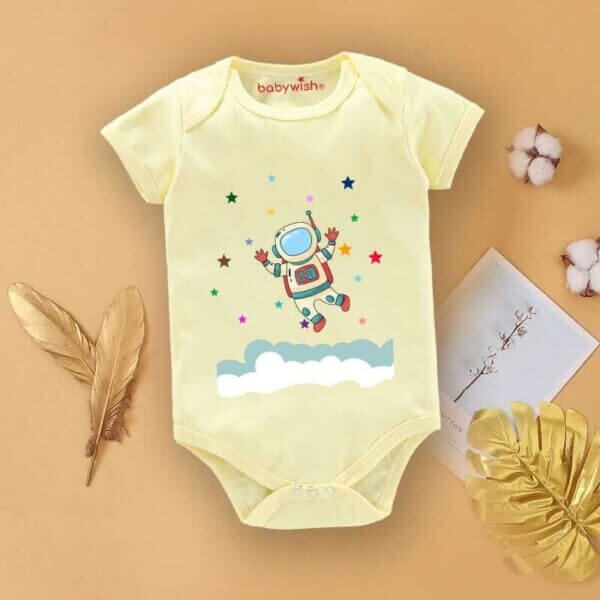 Baby First Birthday Celebrations Romper Clothes Baby Newborn Bodysuits Outfit Envelop Neck Half Sleeve Unisex Onesies "Astronaut Print" - Image 4