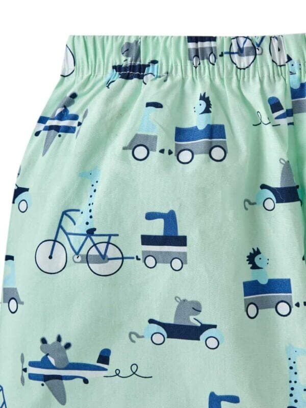 Kids Sleepsuit for Baby Boy’s and Girl’s Topwear and Pajamas Set Long Sleeve Sleepwear Baby Clothing Sets - Green Vehicles Print - Image 6