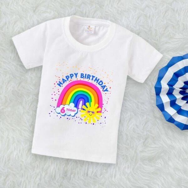 Printable Family T-shirt for Kids Clothes Unisex Newborn Topwear Outfit Cotton Tshirt Half Sleeve Round Neck Dress for Boy n Girl "Happy Birthday 6th Day" - Image 3