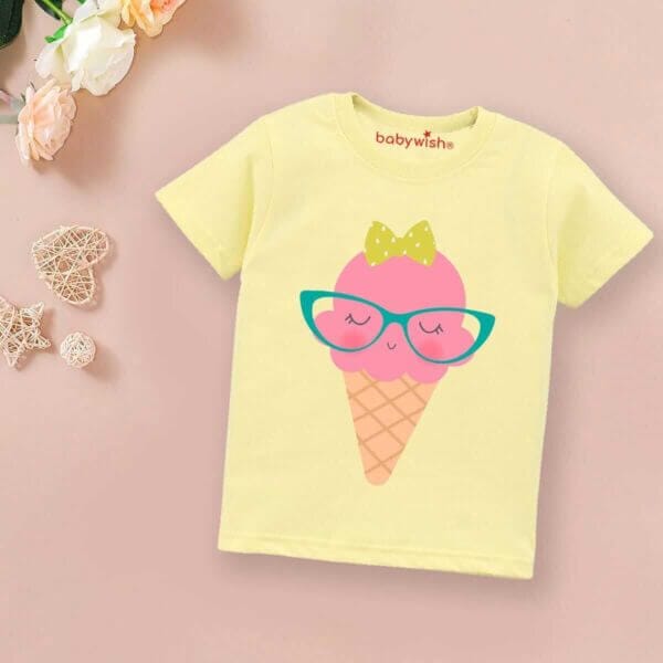Printable Family T-shirt for Kids Clothes Unisex Newborn Topwear Outfit Cotton Tshirt Half Sleeve Round Neck Dress for Boy n Girl "Ice-Cream Print" - Image 3