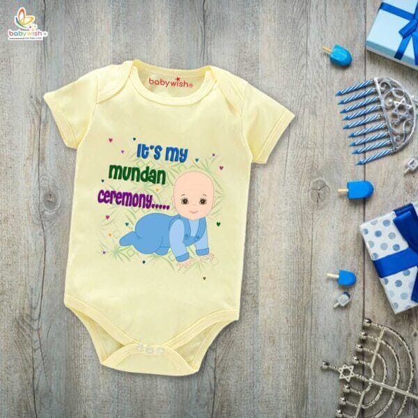 Newborn mundan ceremony clothes Bodysuit romper for Unisex Onesies Infant Half Sleeve| It's My Mundan Ceremony | - Image 5