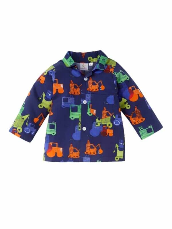 Kids Sleepsuit for Baby Boy’s and Girl’s Topwear and Pajamas Set Long Sleeve Sleepwear Baby Clothing Sets - Blue Construction Print - Image 2